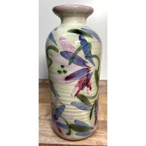Handcrafted Floral Ceramic Vase With Multicolor Design & Glossy Finish